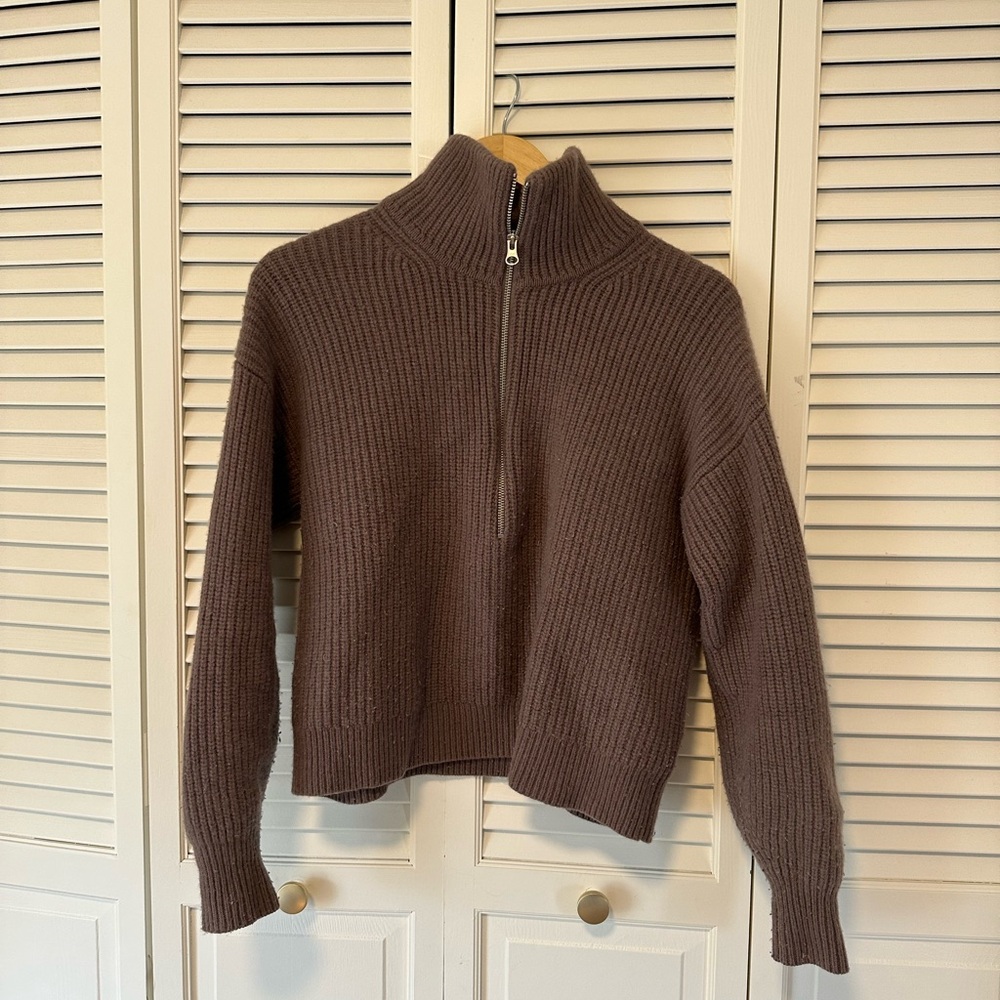 Everlane Wool Ribbed Half-Zip Sweater